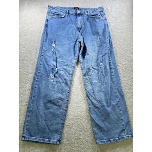 Forever 21 Jeans Mens‎ 38 Blue Straight Distressed Ripped Denim Light Wash